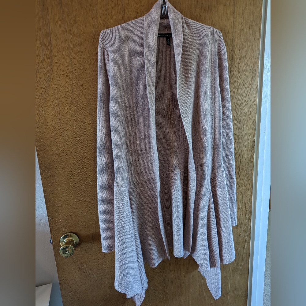 White House Black Market Long Open Cardigan, Light Pink, M